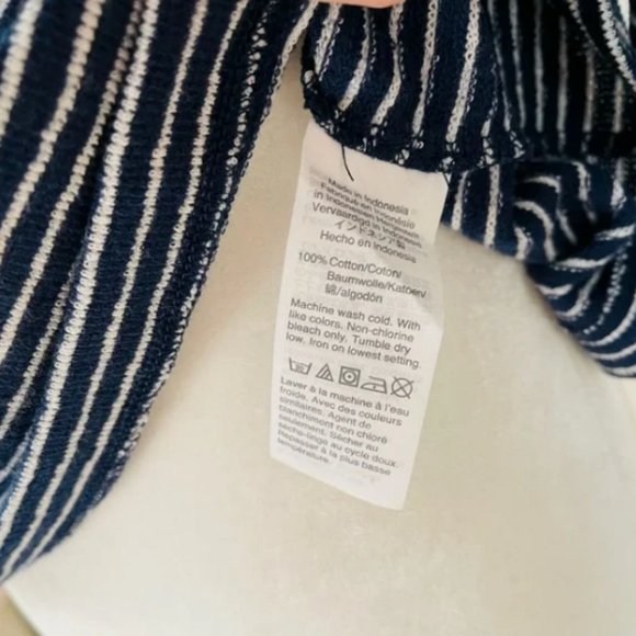 ✨ Madewell Navy Wild Ginger Striped Sweatshirt Bubble Sleeve Size Medium - Picture 3 of 6